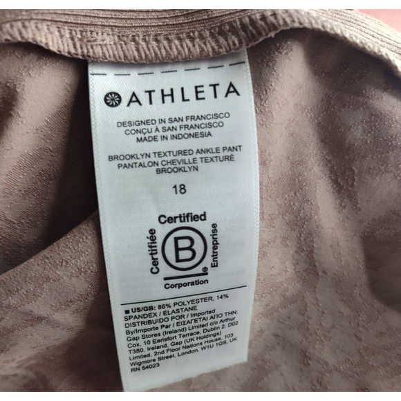 Athleta Light Pink Brooklyn Textured Women's Ankle Pant Size 18 - Picture 7 of 9